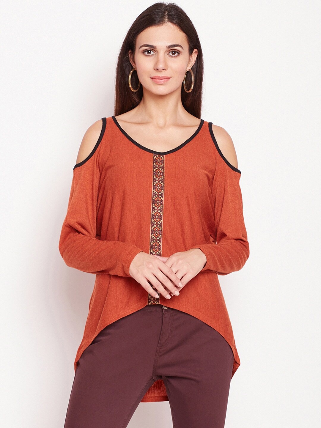 

Be Indi Women High-Low Cotton Top, Rust