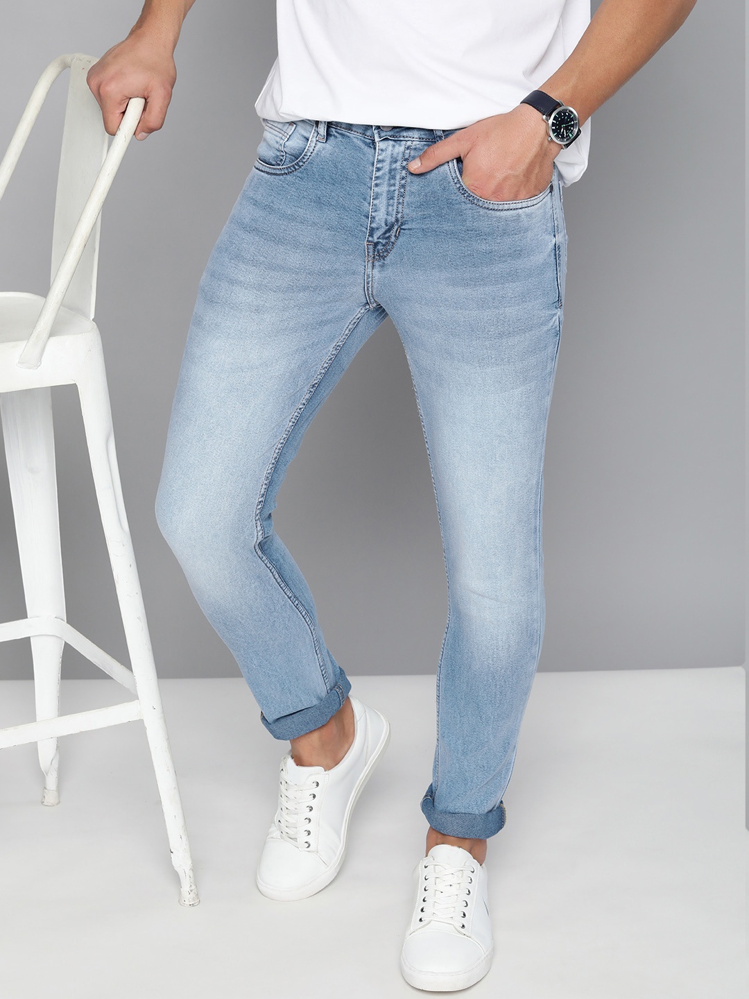 

Mast & Harbour Men Blue Skinny Fit Heavy Fade Stretchable Jeans
