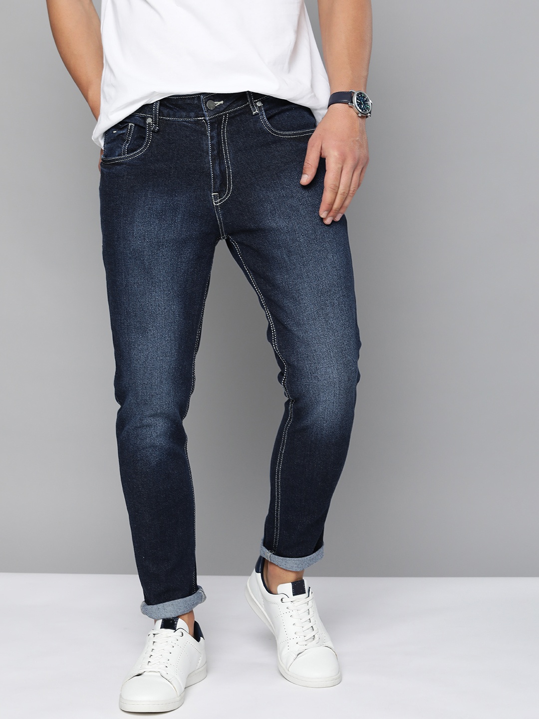 

Mast & Harbour Men Blue Skinny Fit Heavy Fade Stretchable Jeans