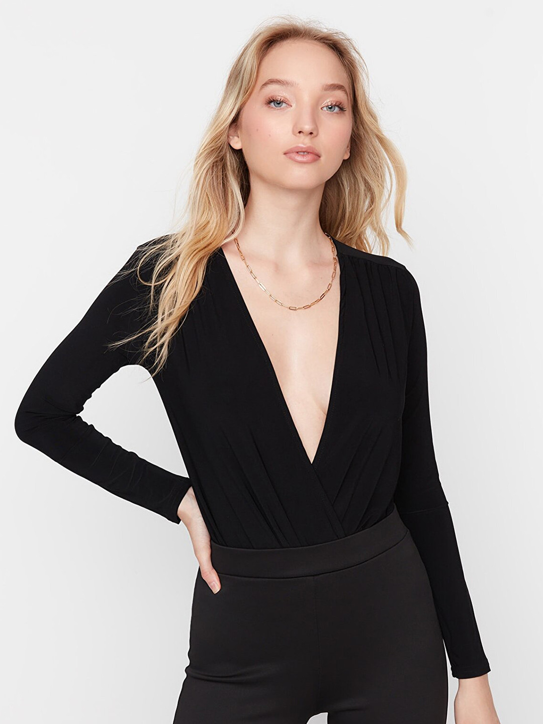 

Trendyol Women Solid Wrap Top, Black