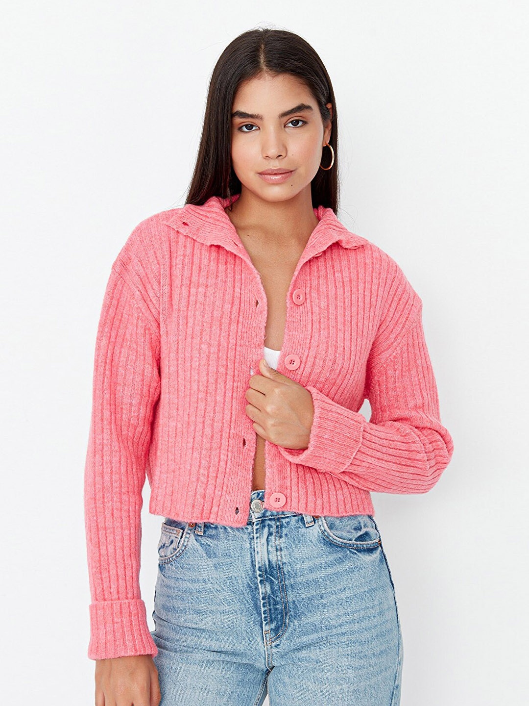 

Trendyol Women Checked Shirt Style Top, Pink