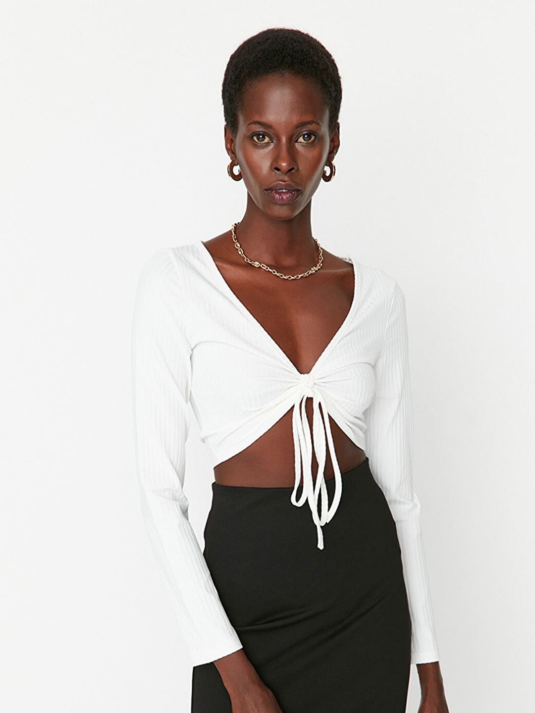 

Trendyol Women Solid Crop Top, Off white