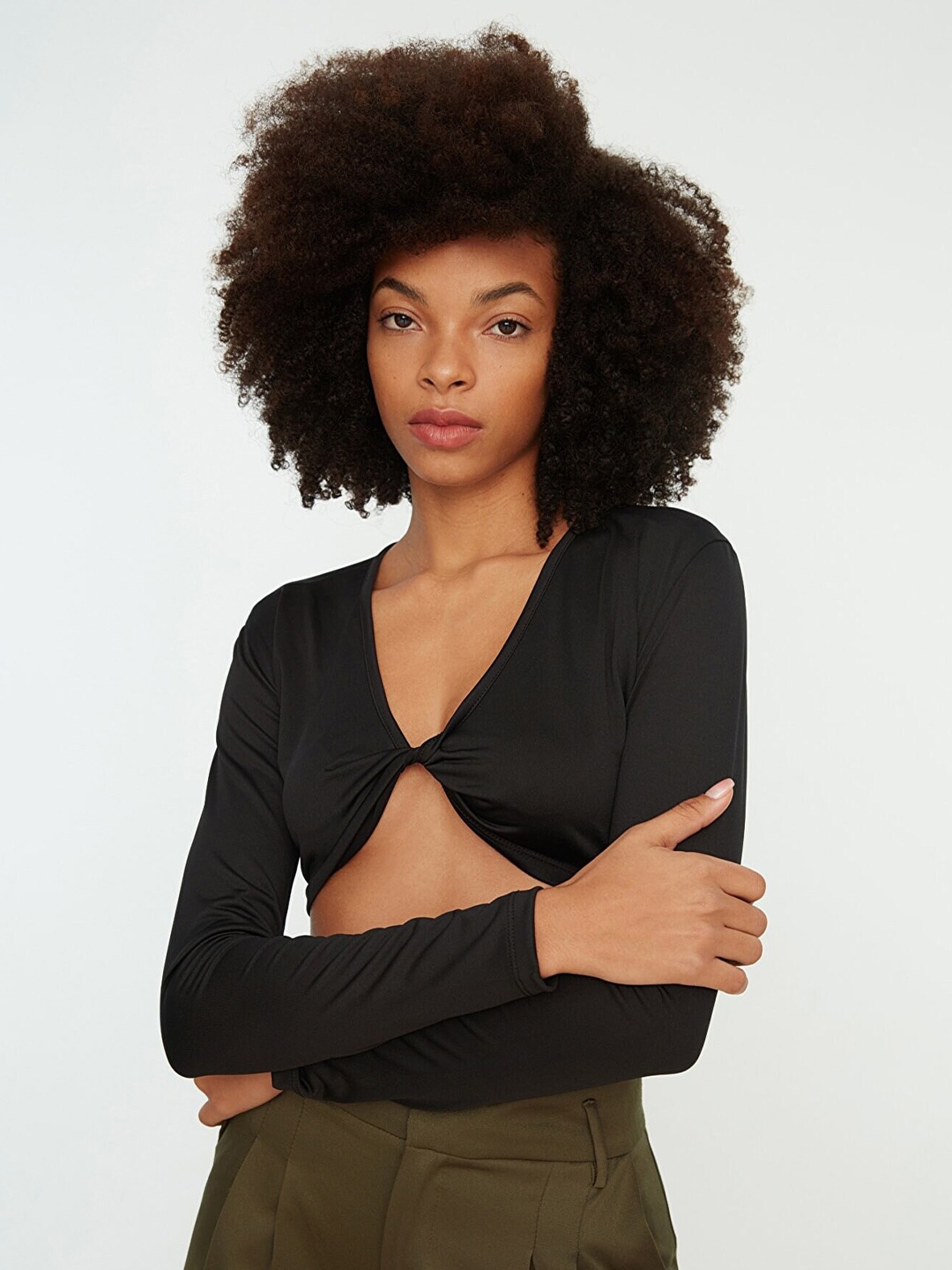 

Trendyol Women Solid Crop Top, Black