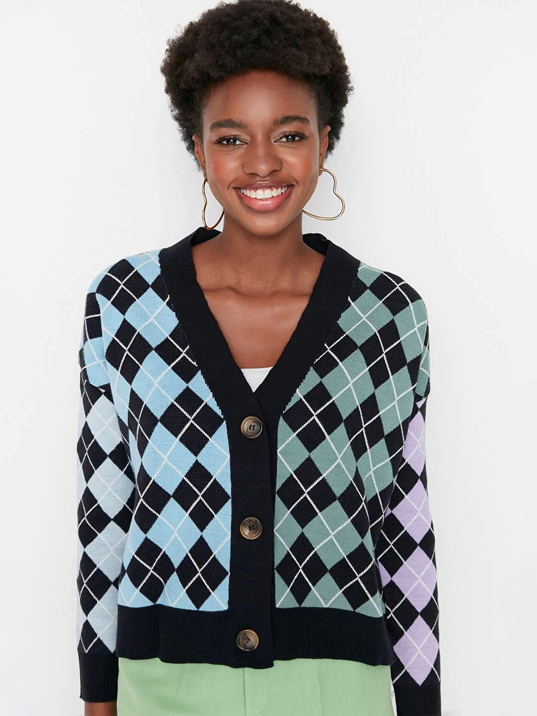 

Trendyol Women Self Design Cardigan, Navy blue