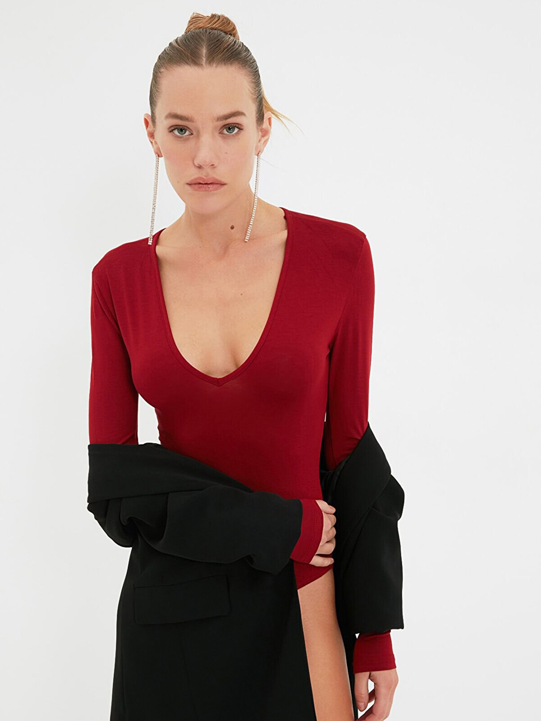 

Trendyol Women Solid Bodysuit, Maroon