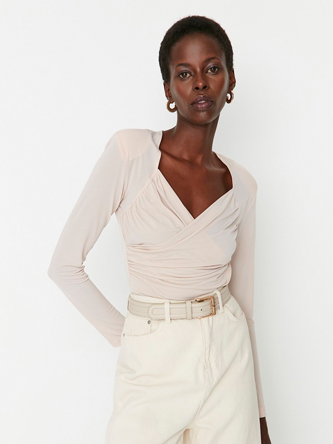 

Trendyol Women Wrap Top, Beige