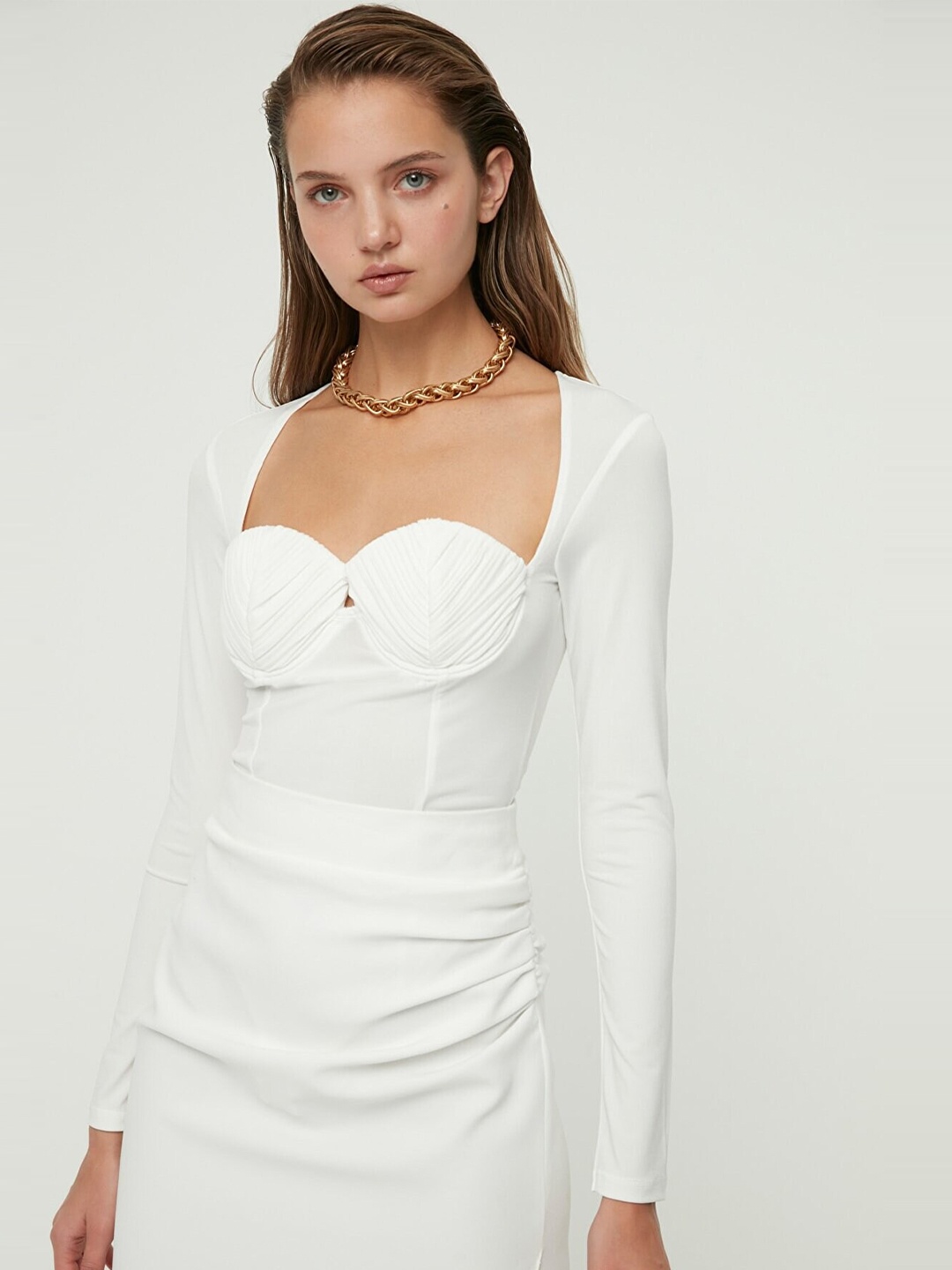 

Trendyol Sweetheart Neck Bodysuit, Off white