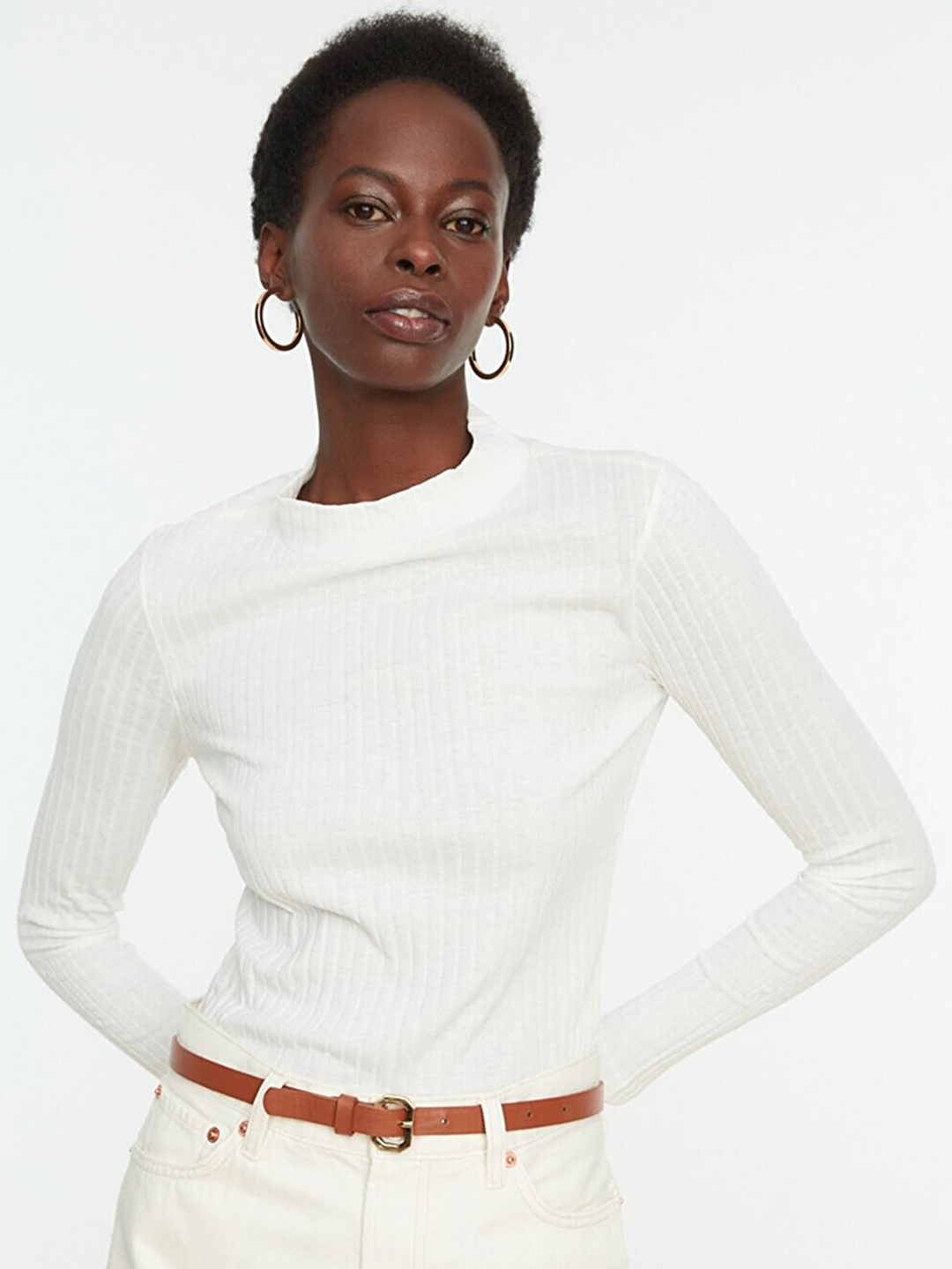 

Trendyol Off White Striped Top