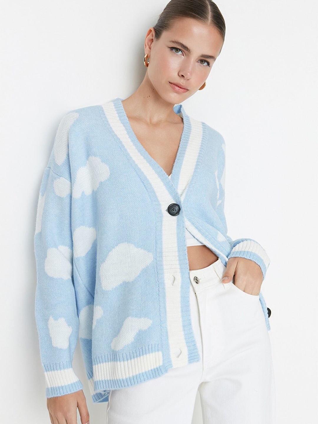 

Trendyol Blue Striped Wrap Crop Top