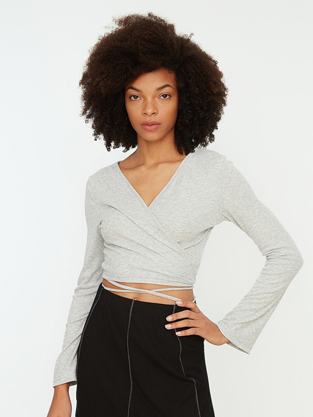 

Trendyol Grey Wrap Crop Top