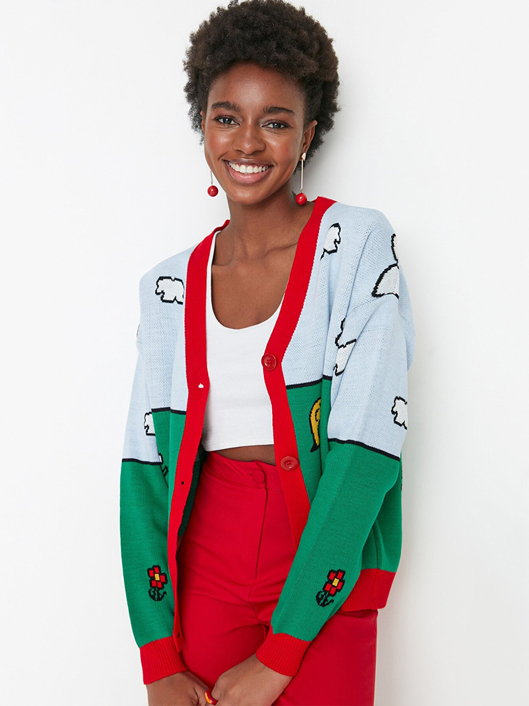 

Trendyol Women Colourblocked Cardigan, Blue