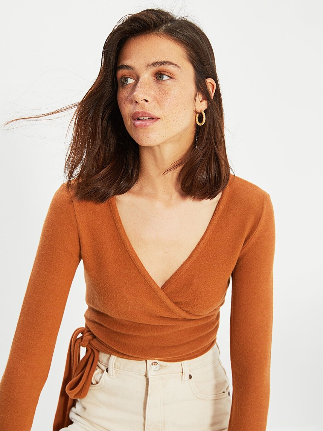 

Trendyol Brown Wrap Top