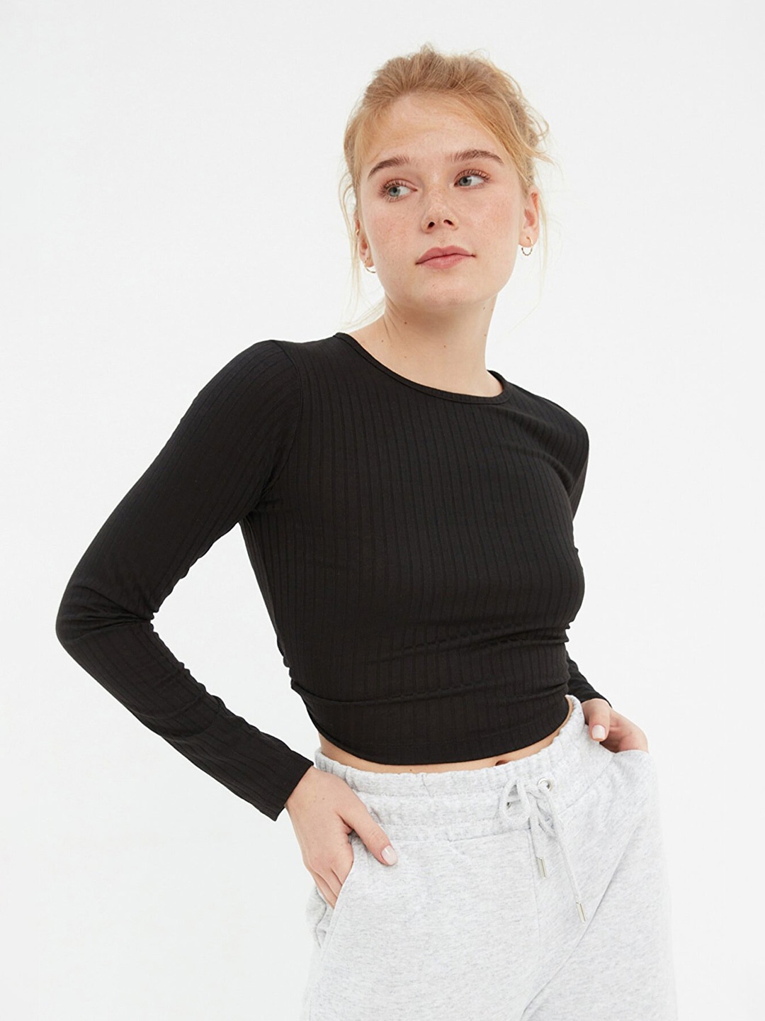 

Trendyol Women Black Styled Back Crop Top