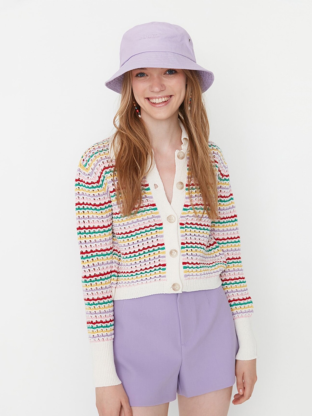 

Trendyol Multicoloured Geometric Print Mandarin Collar Top, Multi