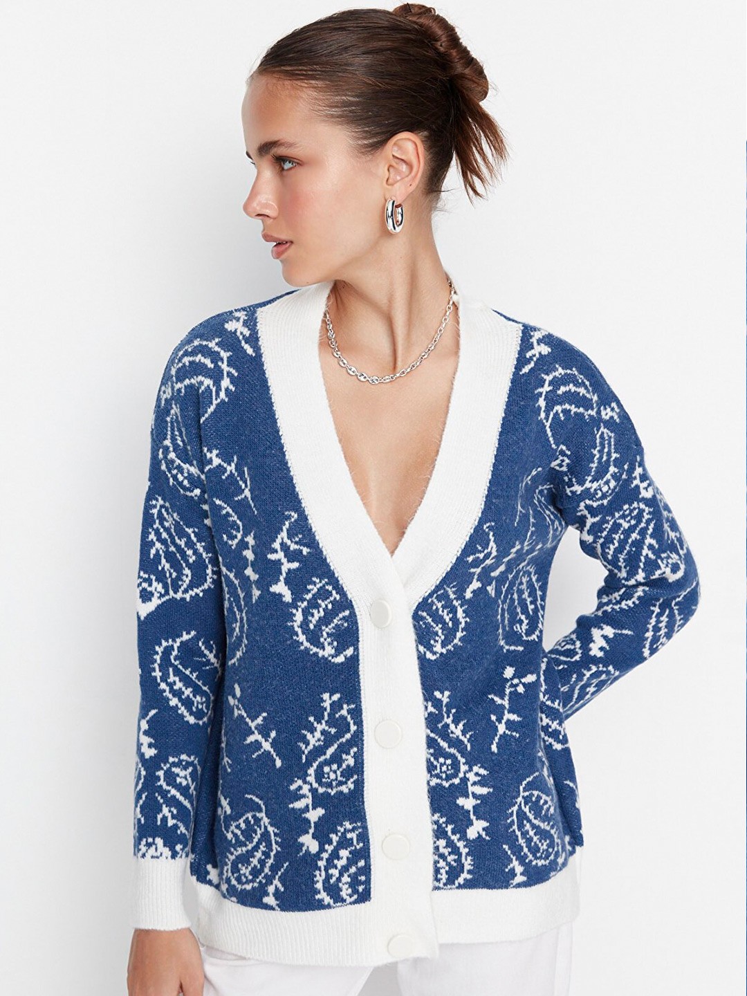 

Trendyol Women Blue Floral Print Top