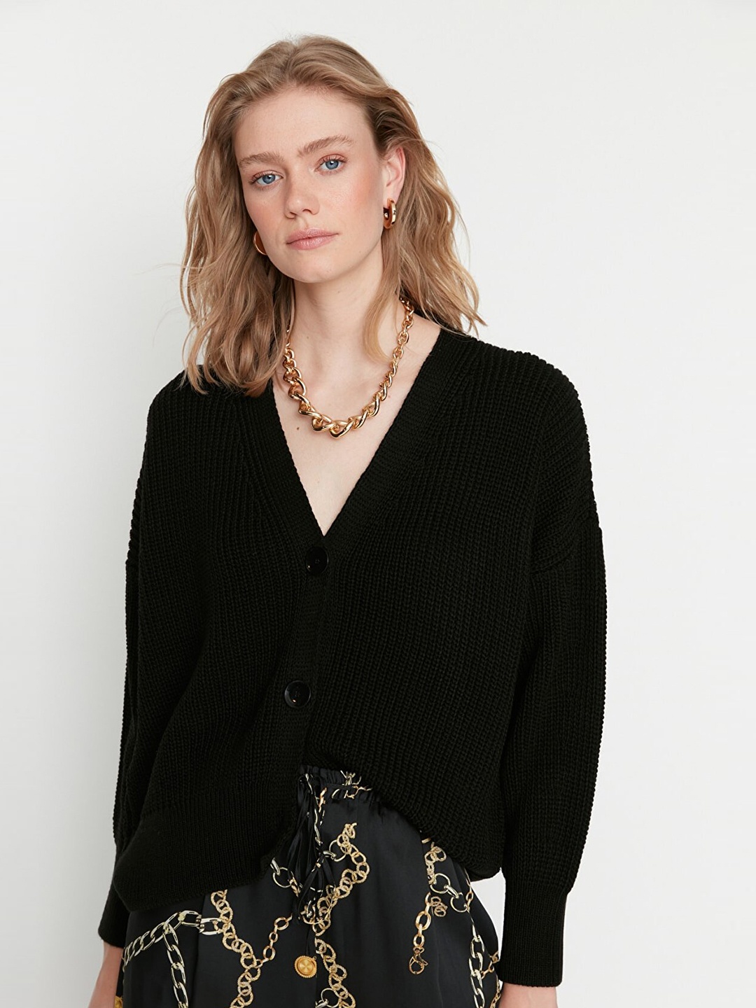 

Trendyol Women Ribbed Cardigan, Black