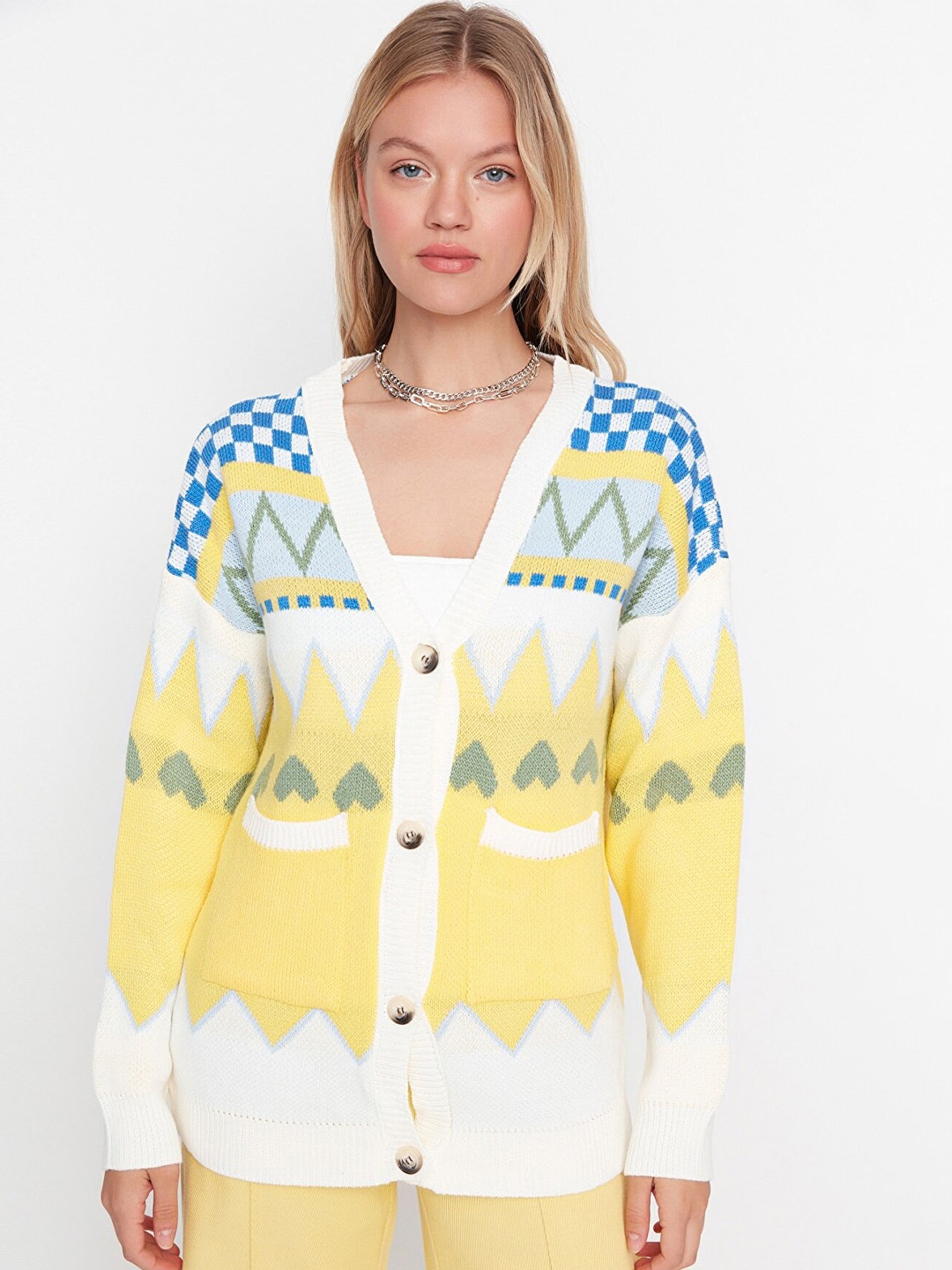 

Trendyol Yellow Print Cardigan