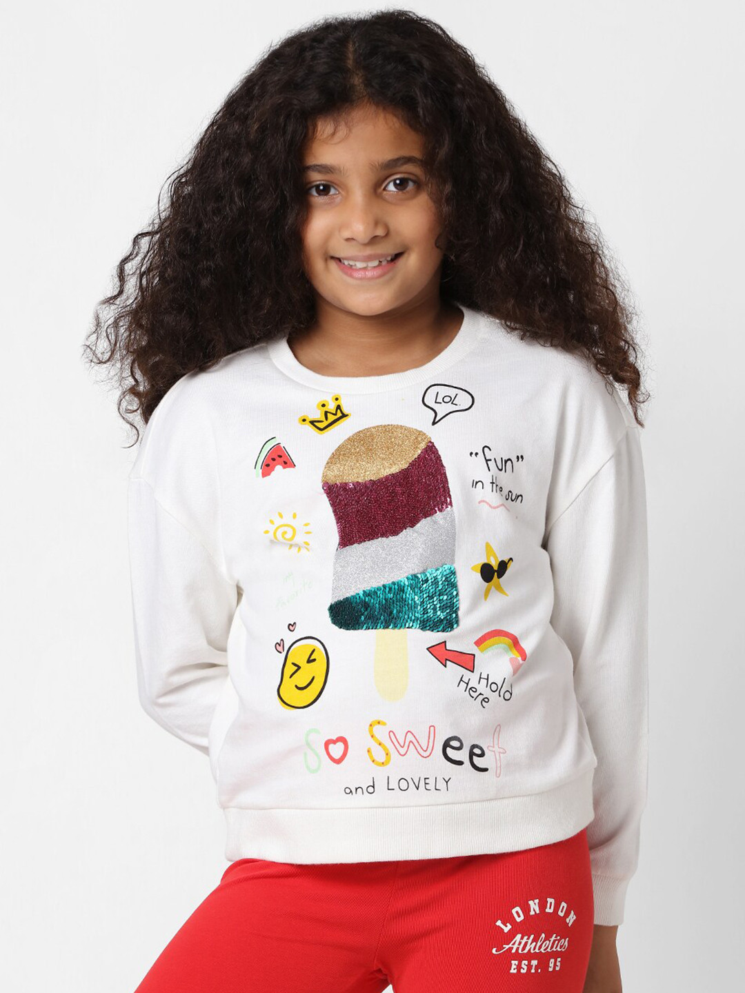 

KIDS ONLY Girls Printed Sweatshirt, White