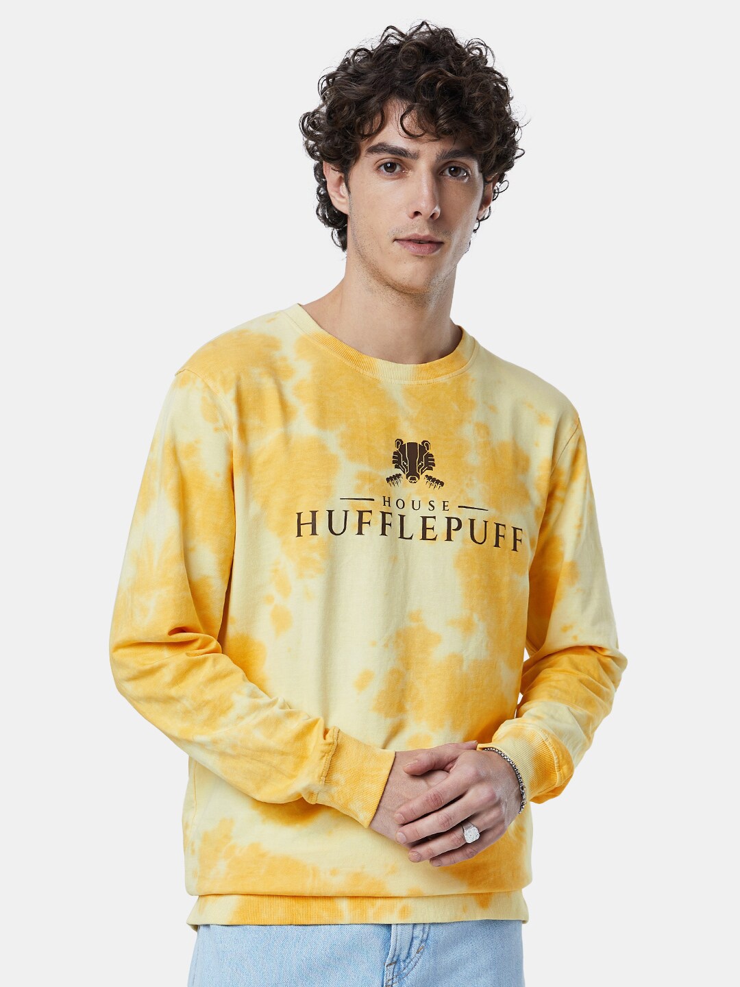 

The Souled Store Men Printed Sweatshirt, Yellow