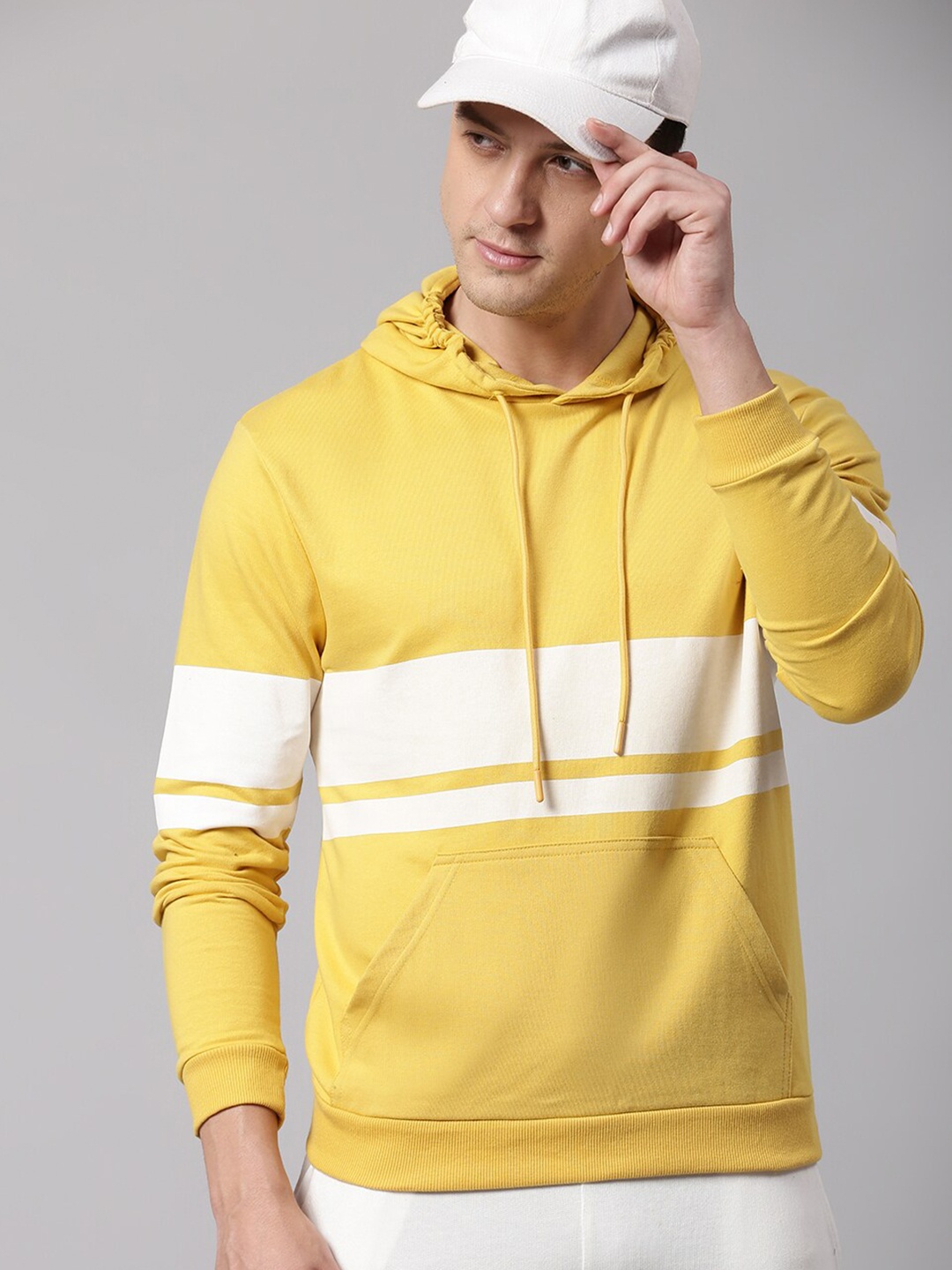 

Dennis Lingo Men Colourblocked Hooded Sweatshirt, Yellow