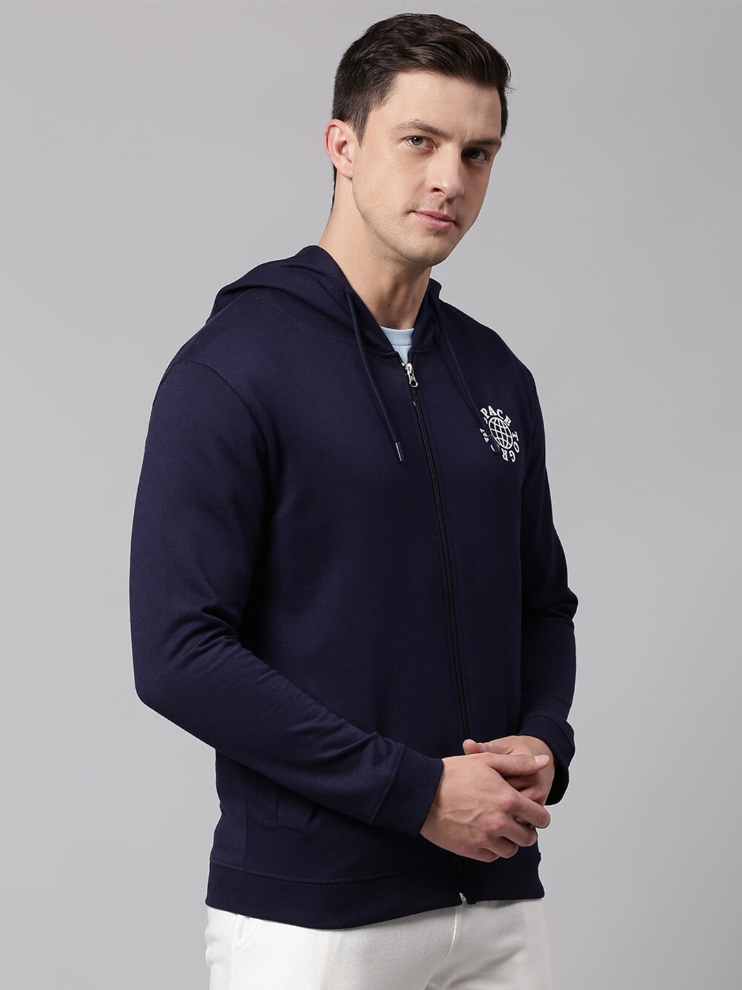 

Dennis Lingo Men Front Open Hooded Sweatshirt, Navy blue