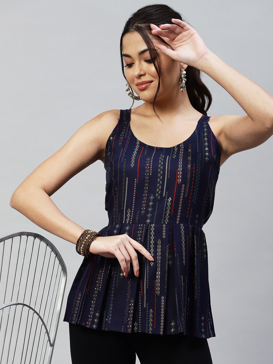 

Selvia Women Printed Top, Blue