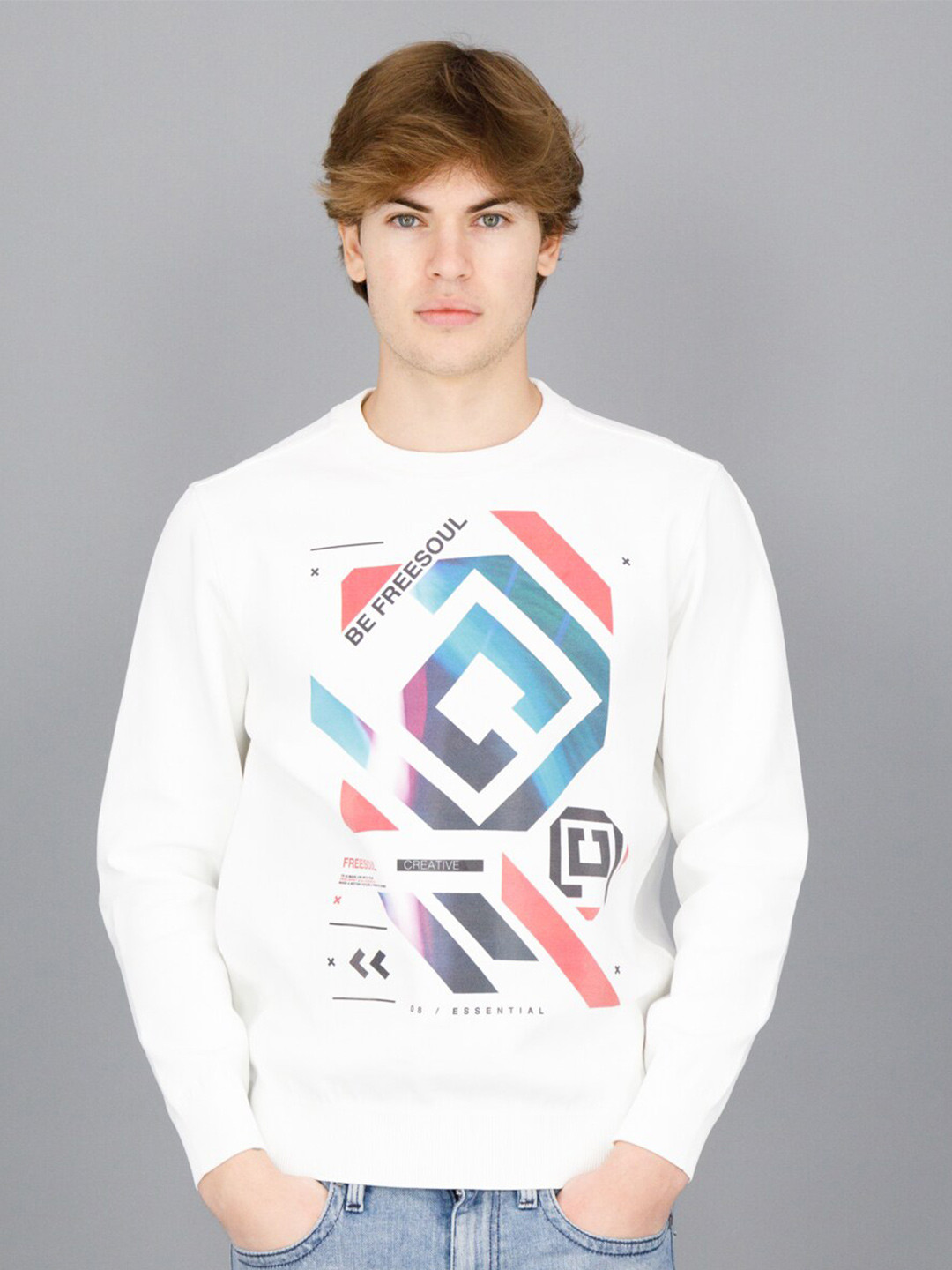 

FREESOUL Men Printed Sweatshirt, Off white