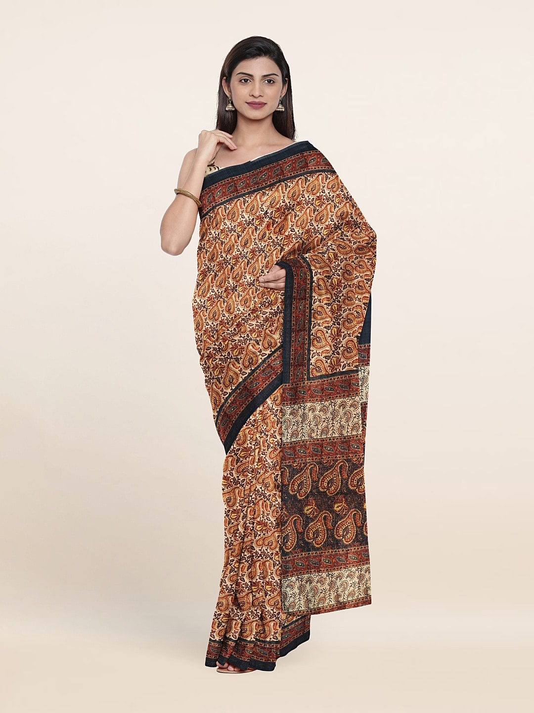 

Pothys Printed Woven Design Jute Silk Saree, Yellow