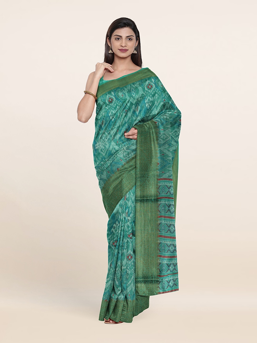 

Pothys Floral Zari Saree, Green