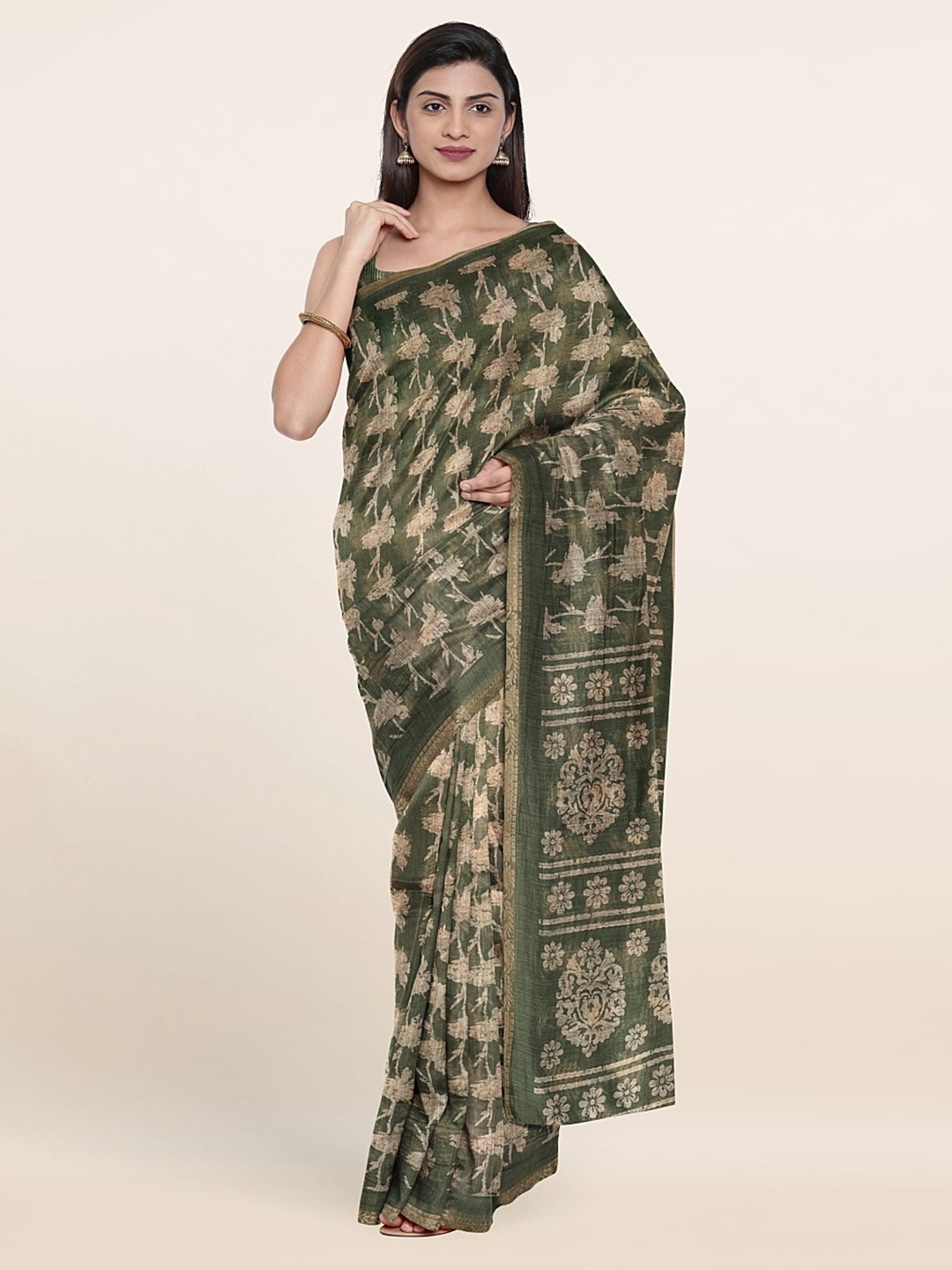

Pothys Floral Printed Saree, Green