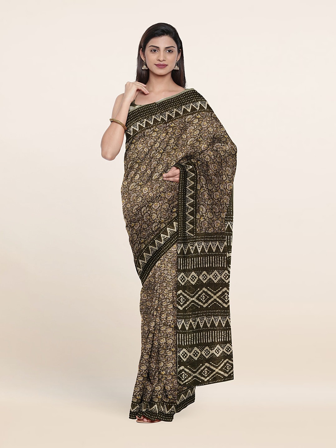 

Pothys Floral Saree, Green