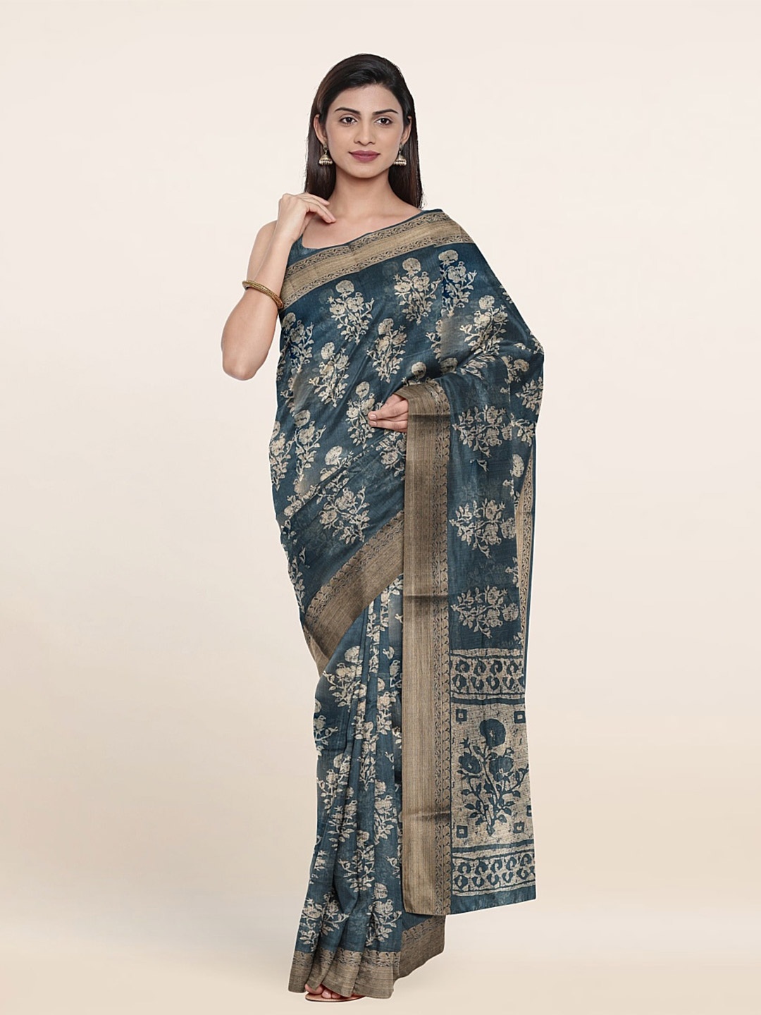

Pothys Floral Zari Saree, Grey