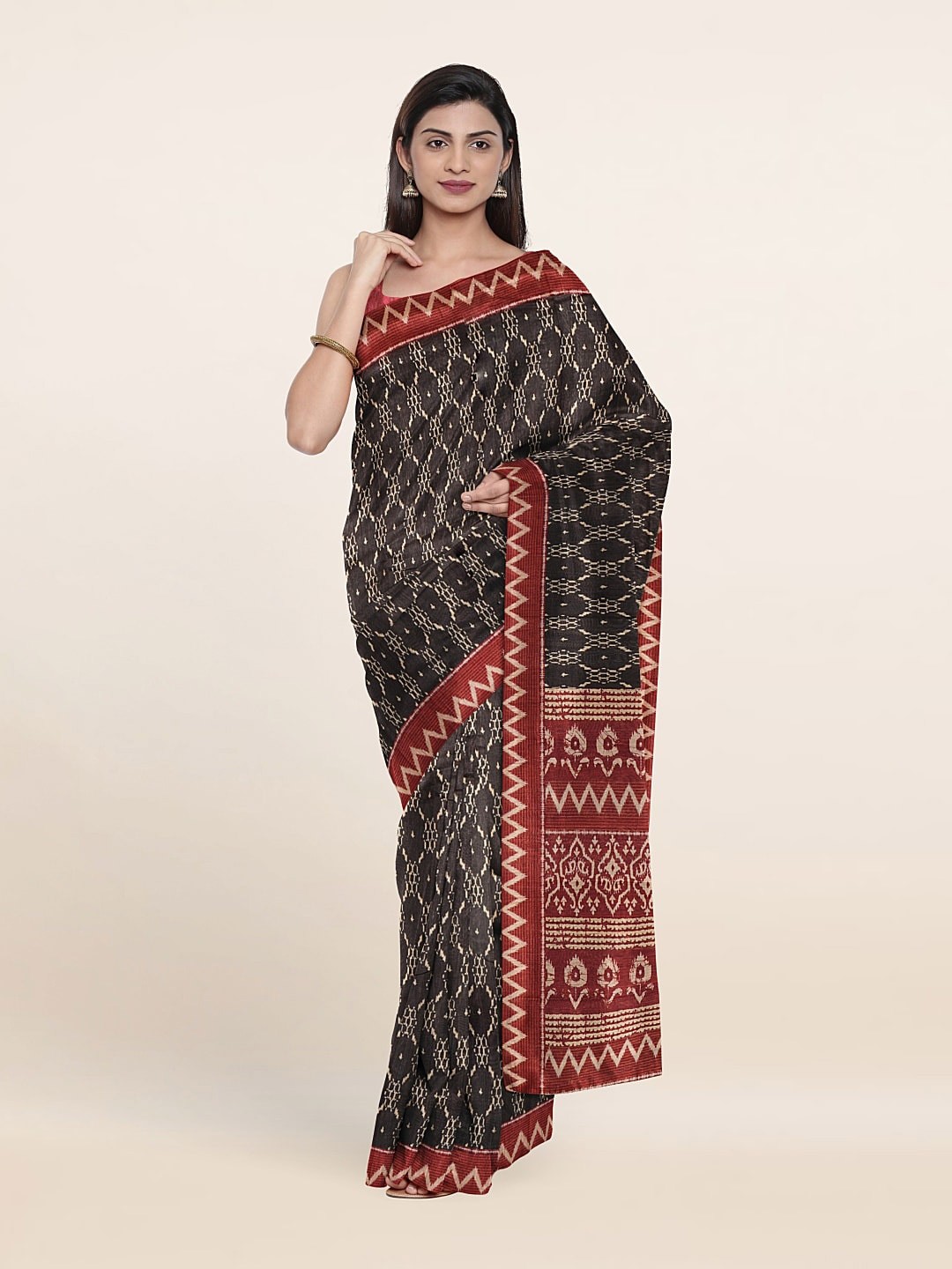 

Pothys Jute Silk Saree, Black