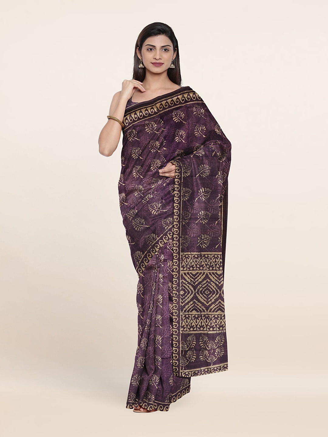 

Pothys Ethnic Motifs Jute Silk Saree, Violet