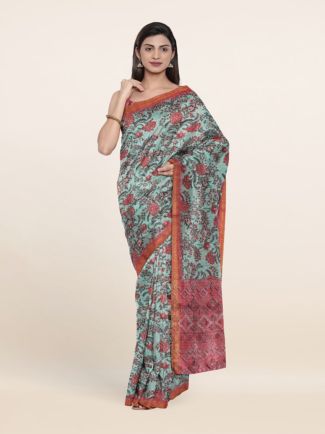 

Pothys Floral Printed Saree, Blue