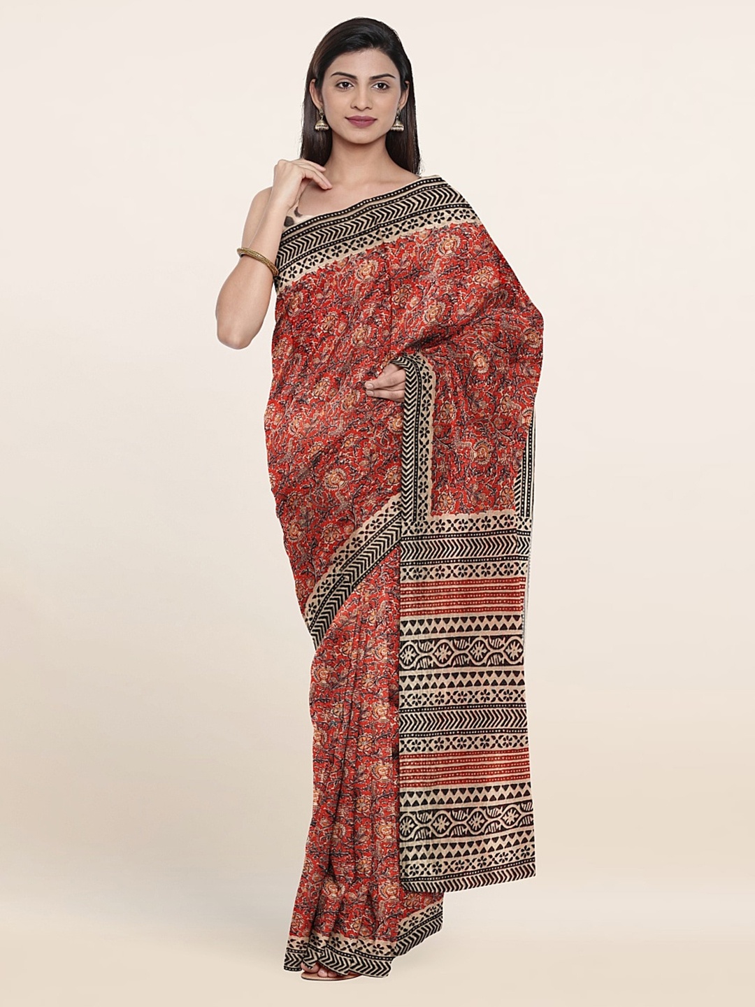 

Pothys Ethnic Motifs Silk Saree, Red