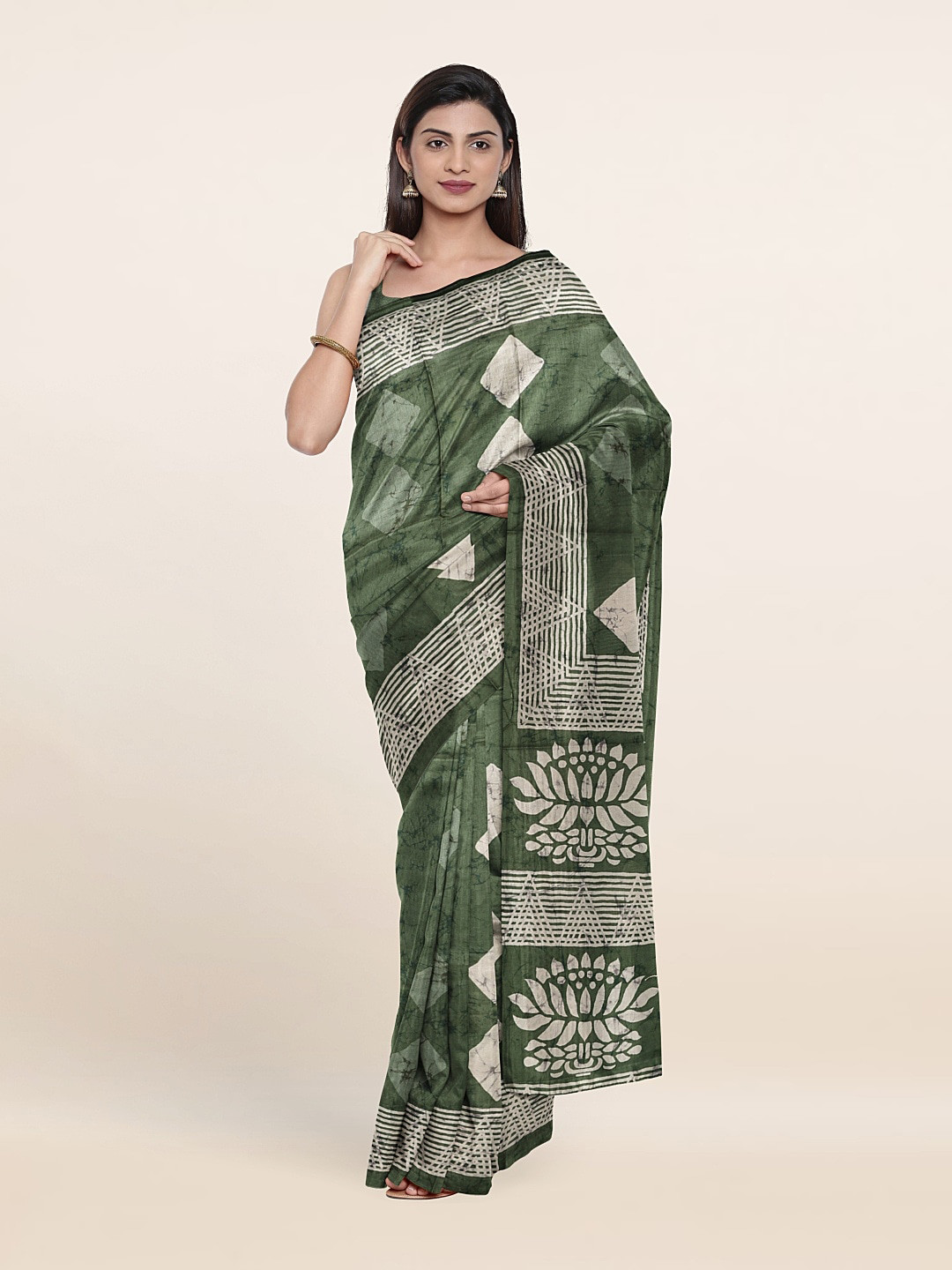 

Pothys Printed Silk Saree, Green