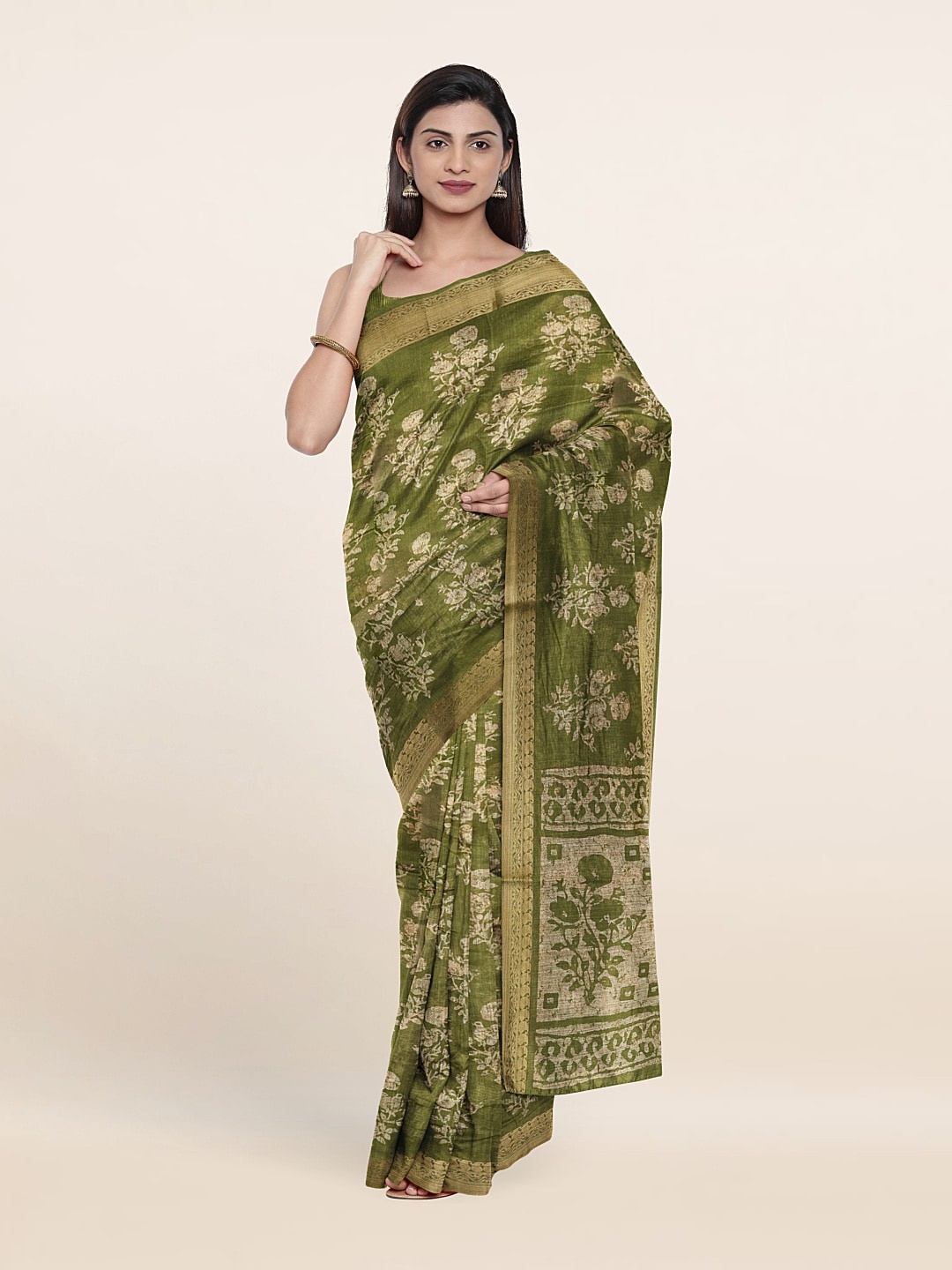 

Pothys Floral Printed Saree, Green