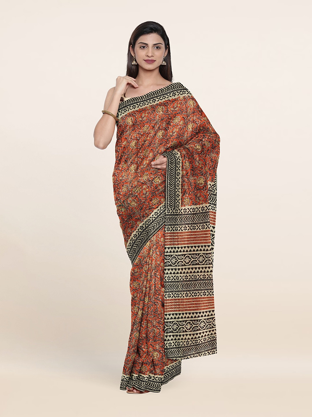 

Pothys Floral Printed Saree, Orange