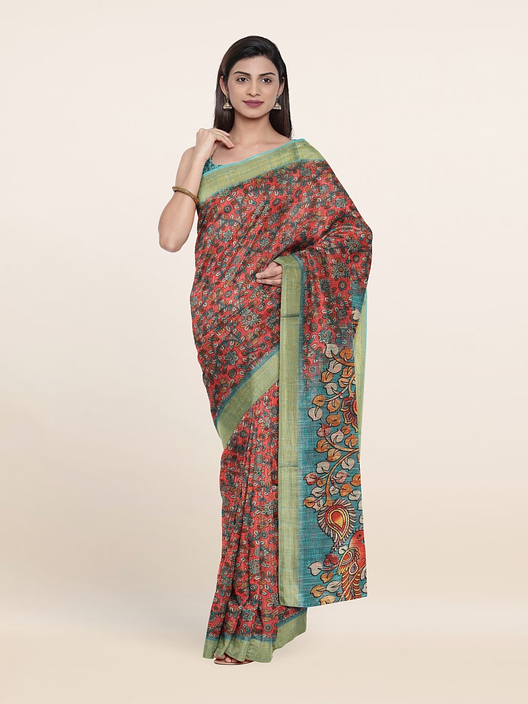 

Pothys Floral Zari Saree, Red