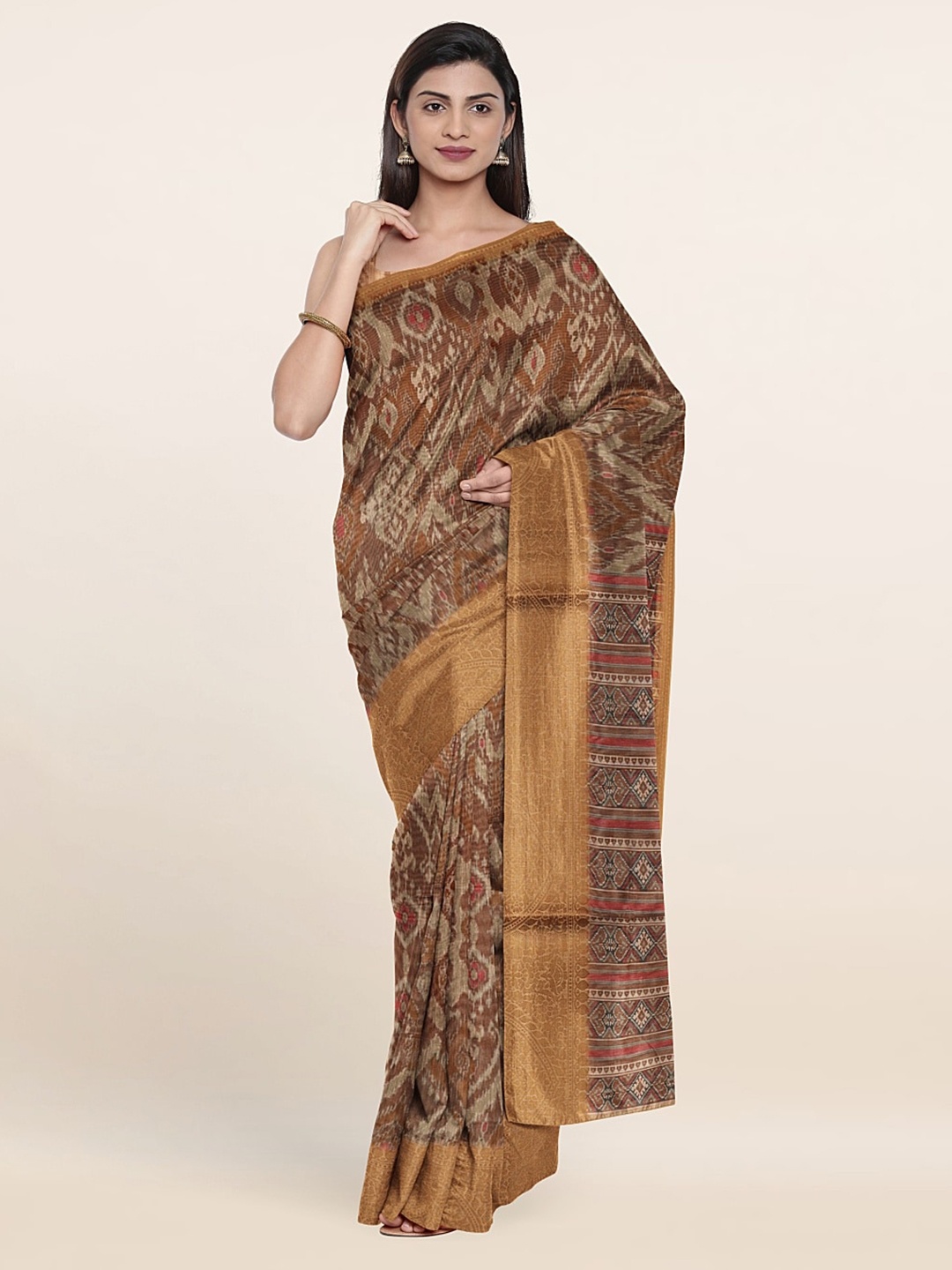 

Pothys Ethnic Motifs Saree, Brown