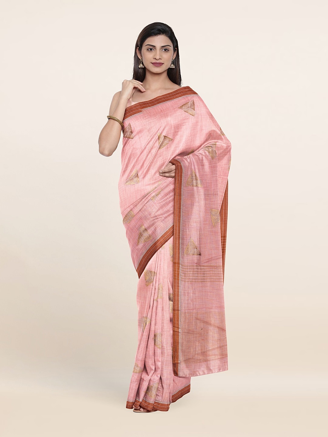

Pothys Ethnic Motifs Zari Pure Linen Saree, Pink