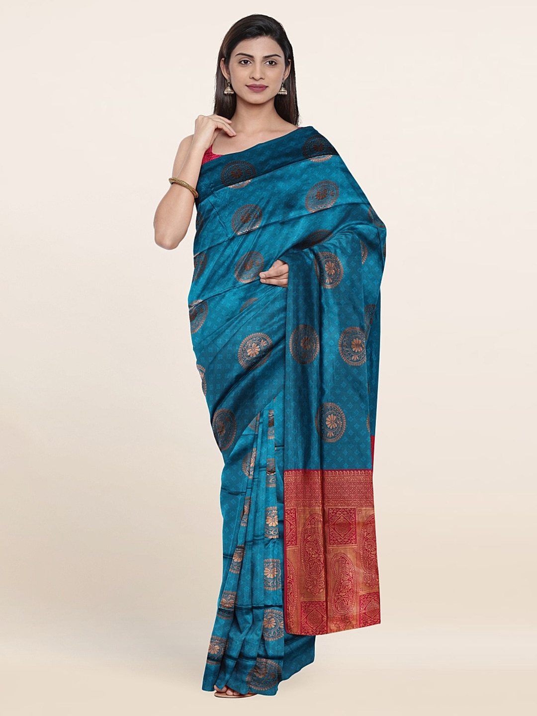 

Pothys Ethnic Motifs Zari Saree, Blue