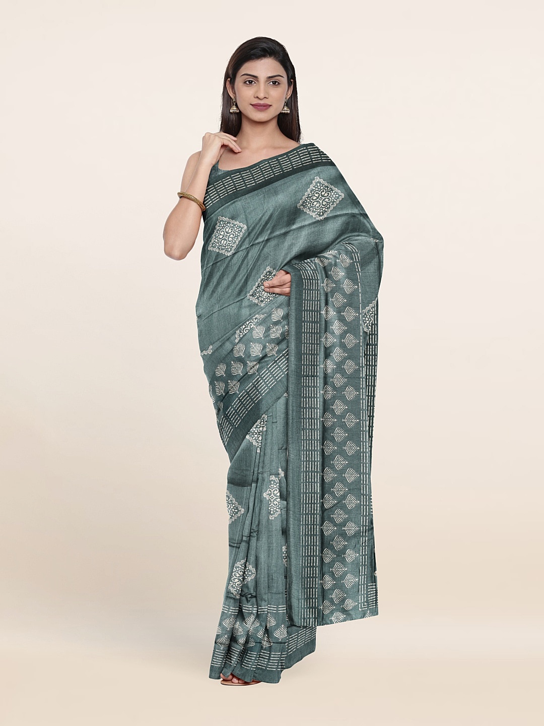 

Pothys Batik Saree, Grey