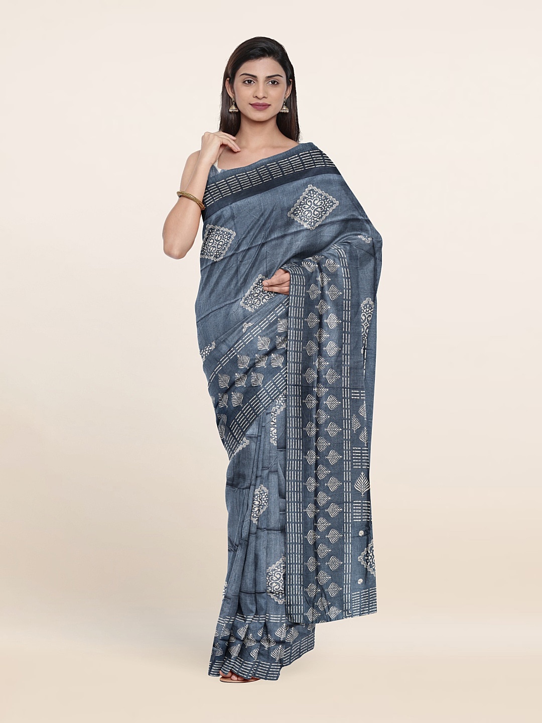 

Pothys Blue Printed Saree