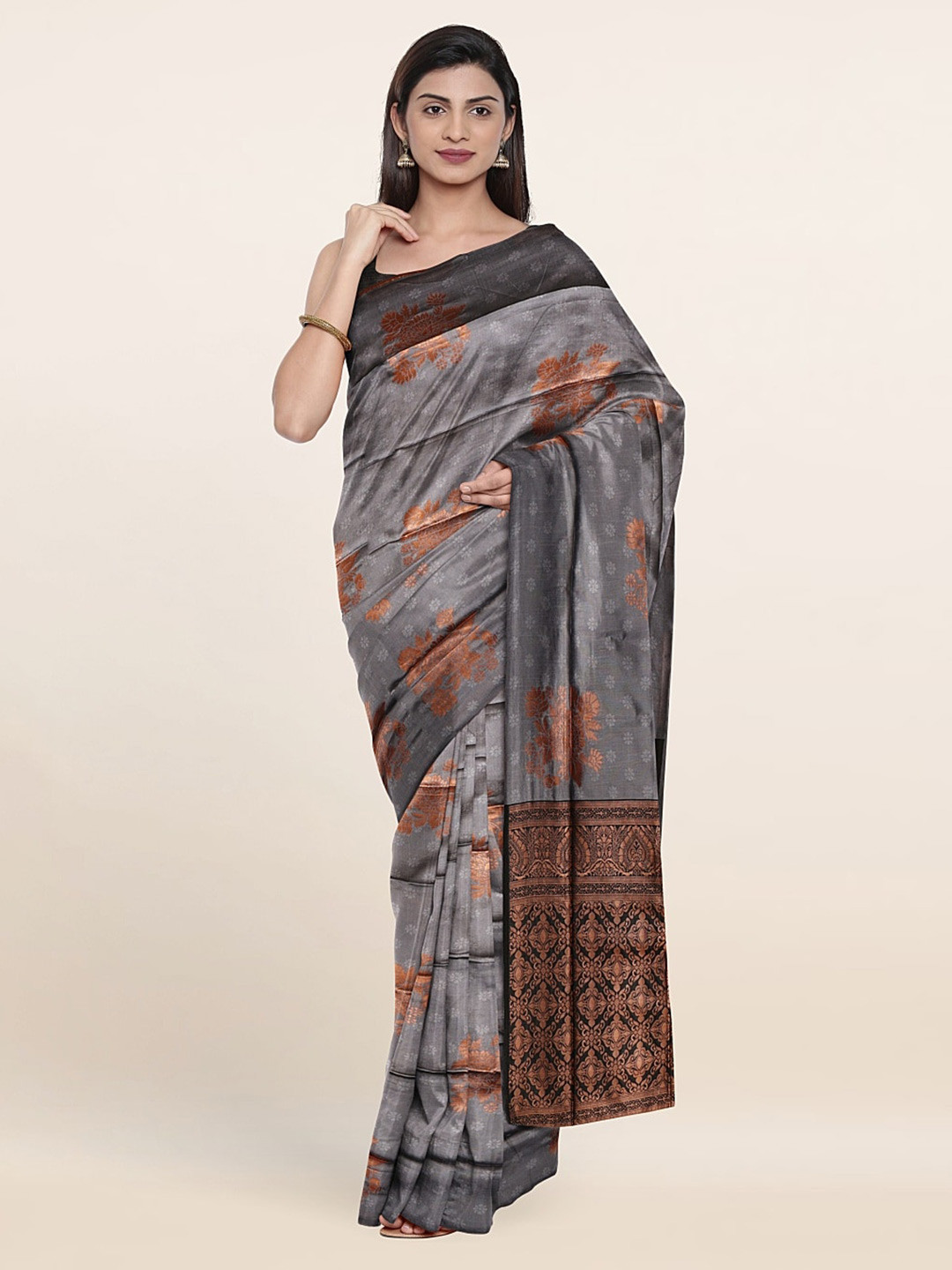 

Pothys Floral Woven Design Saree, Grey