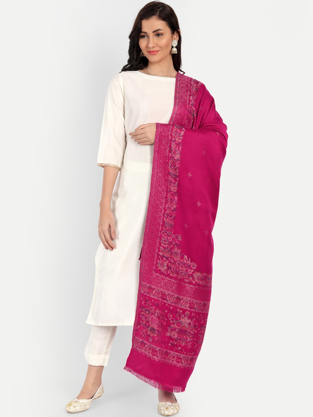 

HK colours of fashion Women Printed Woven-Design Shawl, Maroon