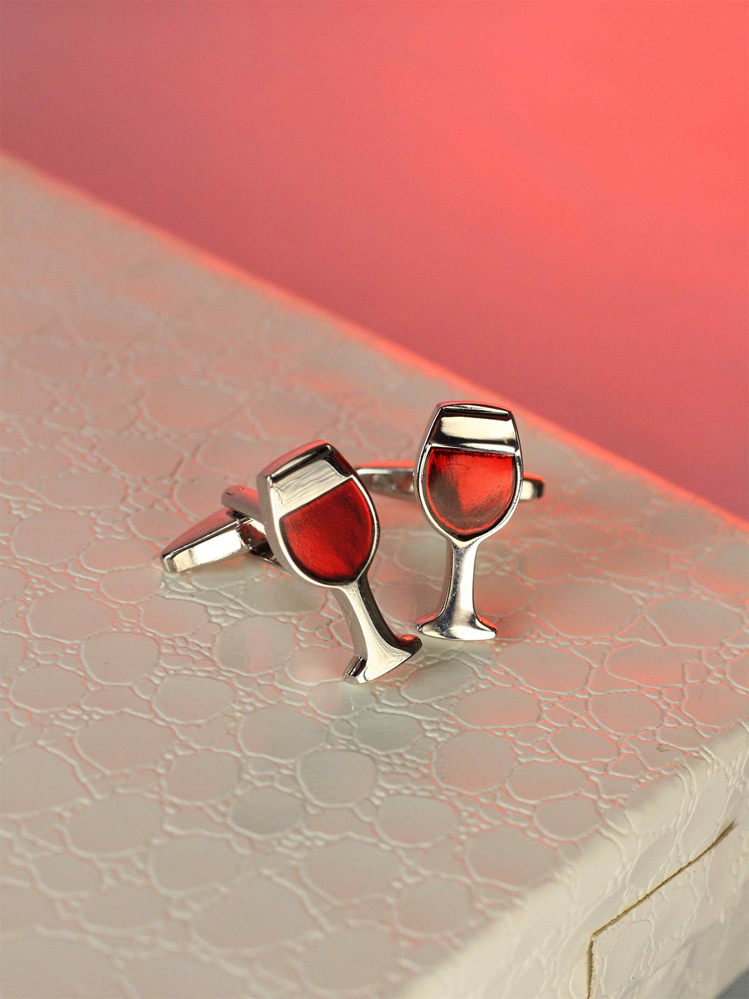 

Tossido Contemporary Cufflink, Red