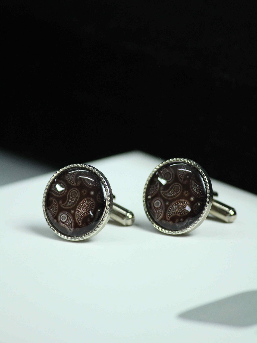 

Tossido Men Solid Brass Metal Premium Cufflink, Brown