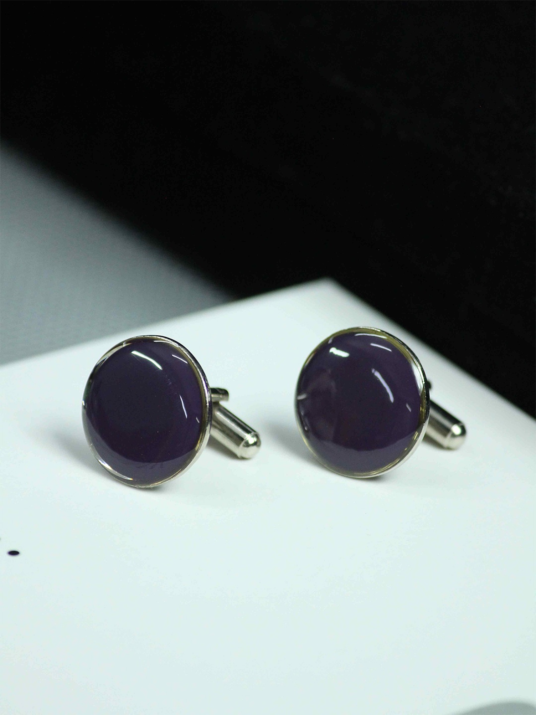 

Tossido Men Solid Brass Metal Premium Cufflink, Purple